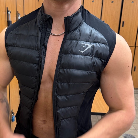 GYMSHARK MEN INSULTED VEST JACKET WARM COAT DOWN POLYESTER QUILTED SLEEVELESS S - Picture 4 of 16